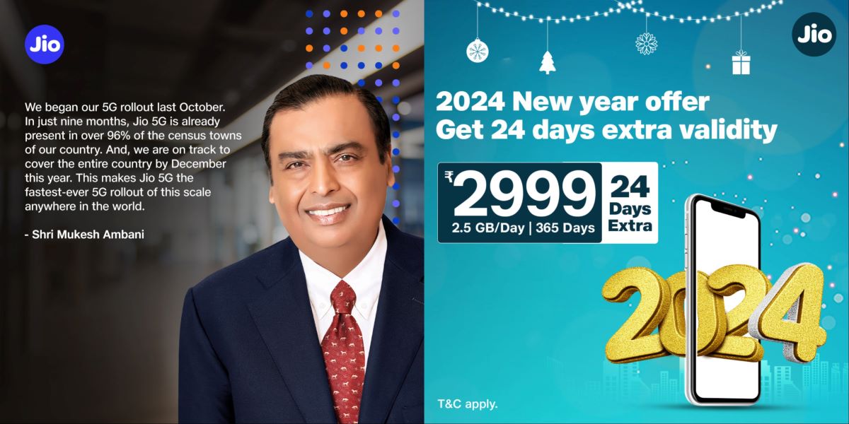 Jios Happy New Year 2024 Prepaid Plan Extended Validity Data and Services